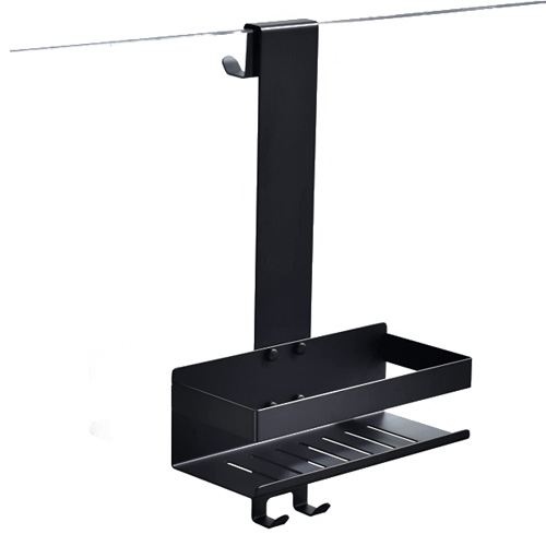 Aluminium Steel Ora Drilling Hanging Shower Basket Rak karo pancingan kanggo panyimpenan jedhing